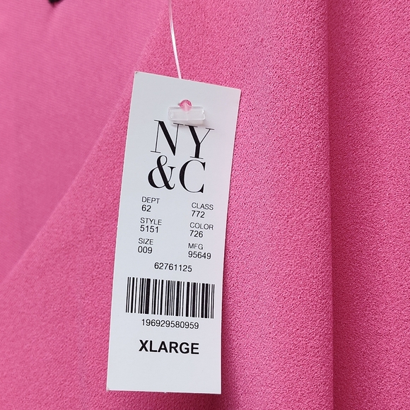 New York & Company Midi Dress Women Size XL Pink Stretch Short Sleeve V-Neck - Picture 9 of 11